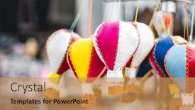  Presentation with balloons - Colorful slide set enhanced with handmade-souvenirs-in-form backdrop and a coral colored foreground