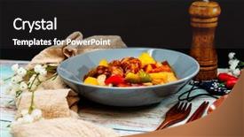  Presentation with pork rib - PPT layouts enhanced with handmade sweet and sour pork background and a  colored foreground