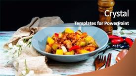  Presentation with pork rib - Beautiful PPT layouts featuring handmade sweet and sour pork backdrop and a  colored foreground