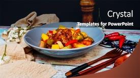  Presentation with ribs - Slide set having handmade-sweet-and-sour-pork background and a black colored foreground