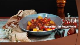  Presentation with ribs - Audience pleasing PPT layouts consisting of handmade-sweet-and-sour-pork backdrop and a tawny brown colored foreground