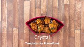  Presentation with food grill - Slide deck having handmade-tandoori-grill-indian-food background and a coral colored foreground