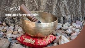  Presentation with tibetan singing bowl - PPT theme having handmade-tibetan-singing-bowl background and a gray colored foreground