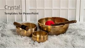  Presentation with relaxation - Presentation theme having handmade-tibetan-singing-bowls background and a soft green colored foreground