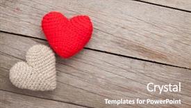  Presentation with valentines day - Presentation theme featuring handmade toy hearts over wooden background and a  colored foreground