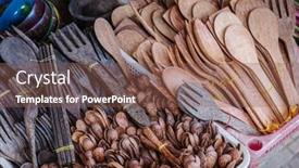  Presentation with asia - Presentation design with handmade-wooden-kitchen-utensil-tools background and a violet colored foreground