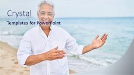  Presentation with happy holidays - Beautiful PPT layouts featuring handosme-hispanic-man-with-grey backdrop and a sky blue colored foreground