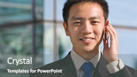  Presentation with good - Amazing PPT theme having handphone - good looking asian business man backdrop and a gray colored foreground