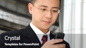  Presentation with good - Cool new PPT theme with handphone - good looking asian business man backdrop and a black colored foreground