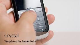  Presentation with global - PPT theme with handphone - modern mobile or cell phone background and a coral colored foreground