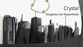  Presentation with recycle - Audience pleasing PPT theme consisting of handphone - pile of old phones backdrop and a white colored foreground