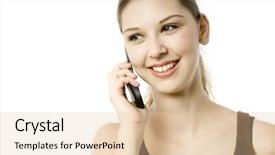  Presentation with young - Cool new slides with handphone - pretty young woman holding backdrop and a  colored foreground