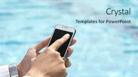 Presentation with pool side - Presentation with handphone - unrecognizable businessman using phone background and a sky blue colored foreground