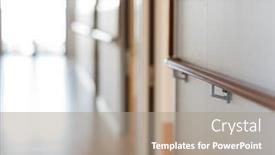  Presentation with nursing - Audience pleasing slides consisting of handrail in the corridor of a nursing home backdrop and a coral colored foreground