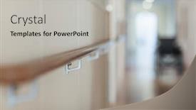  Presentation with nursing - Theme featuring handrail in the corridor of a nursing home background and a light gray colored foreground