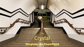  Presentation with commuter - Presentation design consisting of handrail on a old fashioned underground commuter background and a tawny brown colored foreground