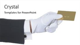  Presentation with butler - Beautiful PPT theme featuring butler's gloved hand holding backdrop and a white colored foreground