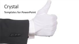  Presentation with butler - Presentation theme enhanced with butler's gloved hand making background and a white colored foreground