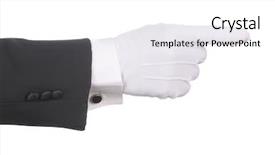  Presentation with butler - Audience pleasing presentation theme consisting of butler's gloved hand pointing backdrop and a white colored foreground