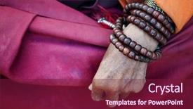  Presentation with old - Colorful slide set enhanced with man s praying hands - close up old monk's hand backdrop and a violet colored foreground