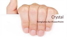  Presentation with white sheet - PPT theme featuring invisibile hands - man's hand holding a white background and a lemonade colored foreground