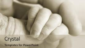  Presentation with new born - Colorful slide deck enhanced with hands - new-born baby fingers b w backdrop and a coral colored foreground