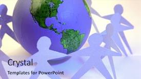  Presentation with connecting people - Beautiful presentation featuring hands - people connecting around the world backdrop and a light blue colored foreground