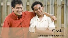  Presentation with teenage - Slides consisting of hands - teenage boy with proud father background and a coral colored foreground