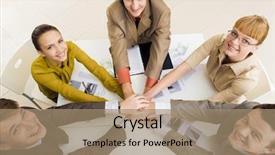  Presentation with upwards - Audience pleasing slides consisting of hands - view from above of happy backdrop and a  colored foreground