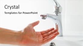  Presentation with water faucet - PPT theme featuring hands abstract conceptual - hand under faucet without water background and a white colored foreground