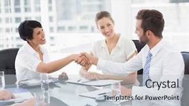  Presentation with hand shake law office - Beautiful PPT layouts featuring hands after a business meeting backdrop and a lemonade colored foreground
