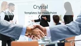  Presentation with shaking hands - Beautiful slide deck featuring hands after signing a lucrative backdrop and a sky blue colored foreground