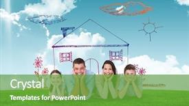  Presentation with man head in hands - PPT layouts having hands against blue sky background and a tawny brown colored foreground