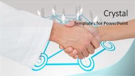  Presentation with doctor patient relations - Beautiful PPT layouts featuring hands against lines linking character backdrop and a soft green colored foreground