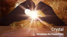  Presentation with woman hands open - Slide set with hands against open road background and a red colored foreground