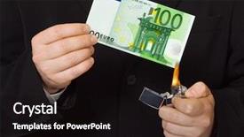  Presentation with joint venture crowdfunding money business - Colorful slides enhanced with hands and burnning money - business backdrop and a black colored foreground