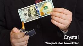  Presentation with money - Presentation design featuring hands and burnning money - business background and a black colored foreground