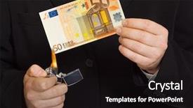  Presentation with money - Presentation design having hands and burnning money - business background and a black colored foreground