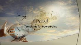  Presentation with clock countdown - Beautiful presentation featuring hands and clocks in sky backdrop and a mint green colored foreground