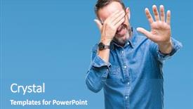  Presentation with negative - PPT theme featuring hands and doing stop gesture background and a teal colored foreground