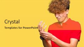  Presentation with inflammation - Amazing PPT theme having hands and fingers arthritis inflammation backdrop and a yellow colored foreground