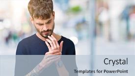  Presentation with arthritis - Cool new PPT theme with hands and fingers arthritis inflammation backdrop and a light blue colored foreground
