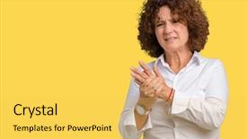  Presentation with businees - Cool new slide set with hands and fingers arthritis backdrop and a yellow colored foreground