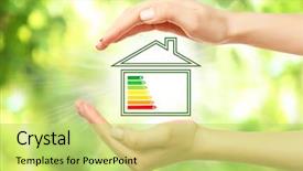  Presentation with energy efficiency - Slide deck consisting of hands and house with energy background and a yellow colored foreground