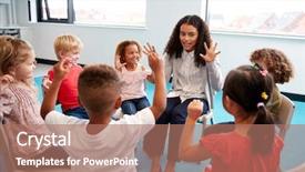  Presentation with school children - Presentation design featuring coint - class of infant school children background and a coral colored foreground