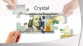  Presentation with puzzle - Presentation theme featuring hands and money puzzle isolated background and a  colored foreground