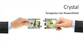  Presentation with puzzle - PPT theme enhanced with hands and money puzzle isolated background and a white colored foreground