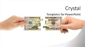  Presentation with puzzle - Theme having hands and money puzzle isolated background and a white colored foreground