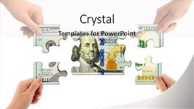  Presentation with puzzle - Cool new slide set with hands and money puzzle isolated backdrop and a white colored foreground