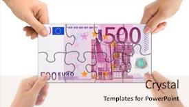  Presentation with puzzle - PPT theme enhanced with hands and money puzzle isolated background and a lemonade colored foreground
